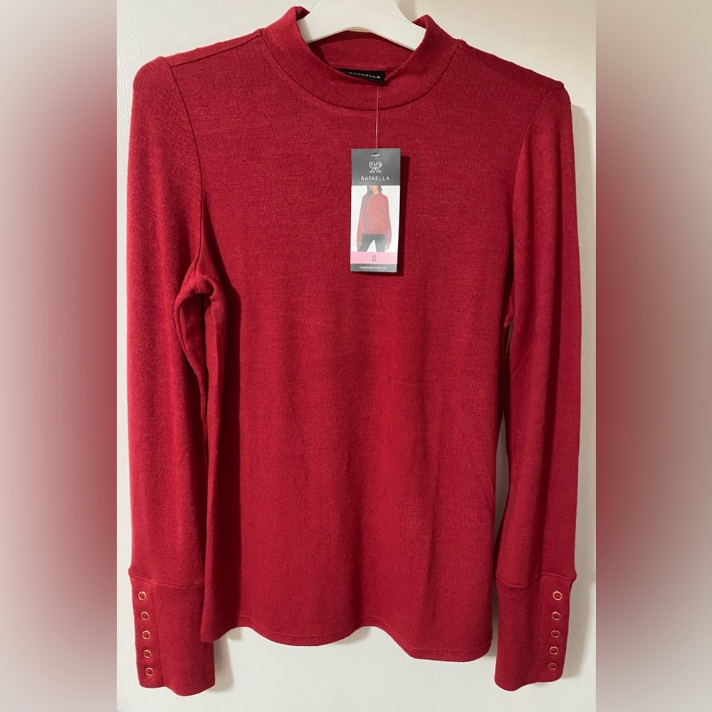 NWT Rafaella Red Mock Neck Sweater